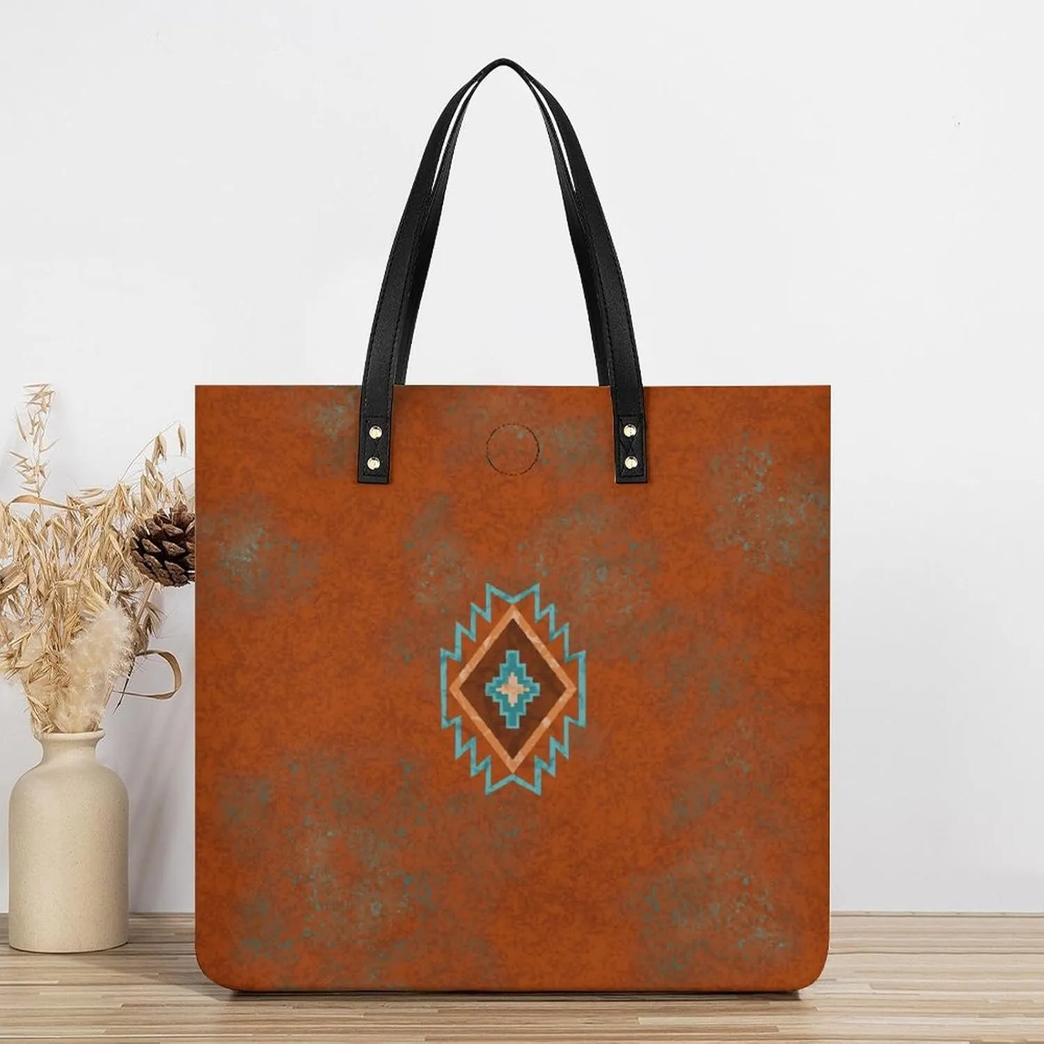 Southwest Canyons Diamon Large Capacity Leather Handbag