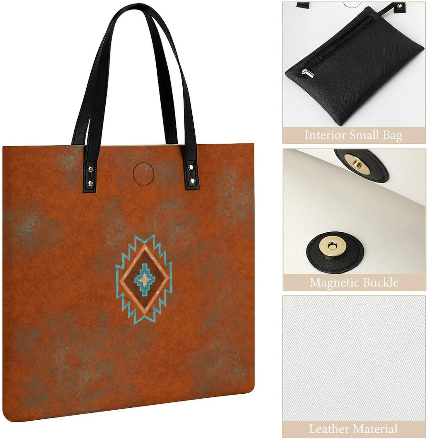 Southwest Canyons Diamon Large Capacity Leather Handbag