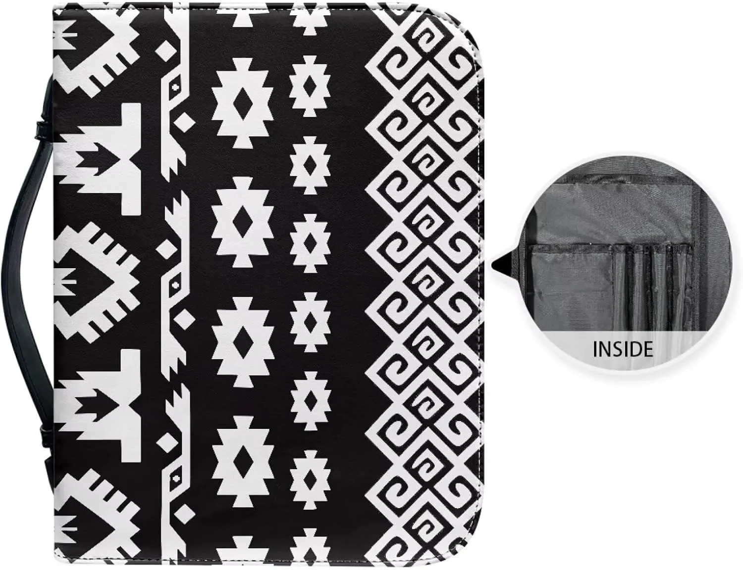 Southwestern Aztec Tribal Horse Print Bible Cover for Women Bible Book Carrier Bag With Zipper Christian Book Covers for Bibles Religious Appreciation Gifts for Pastor