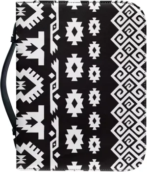 Southwestern Aztec Tribal Horse Print Bible Cover for Women Bible Book Carrier Bag With Zipper Christian Book Covers for Bibles Religious Appreciation Gifts for Pastor