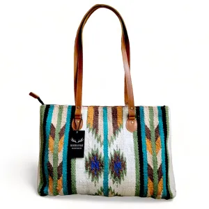 Southwestern Large Handwoven Wool Boho Tote Bag Tote Purse (Aspen)