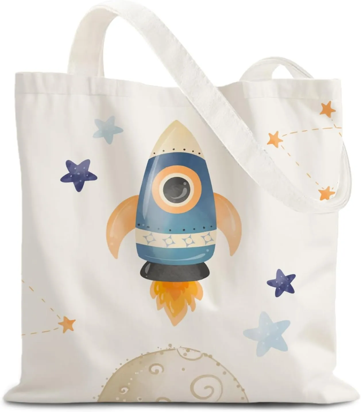 Space Gifts Tote Bag, Cute Astronaut Planet Canvas Tote Bag, Space Themed Gifts for Lovers Women