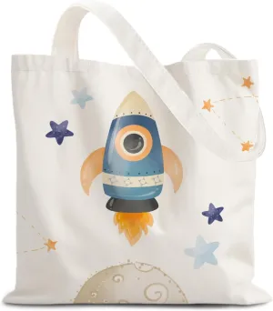 Space Gifts Tote Bag, Cute Astronaut Planet Canvas Tote Bag, Space Themed Gifts for Lovers Women