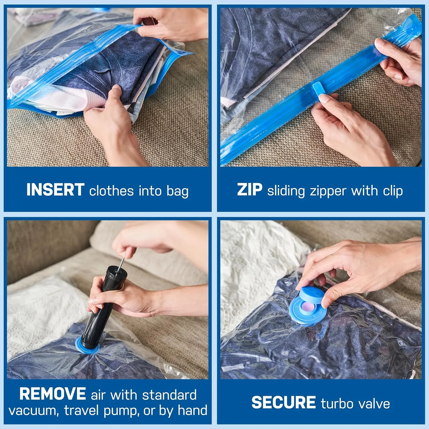 Spacesaver Vacuum Storage Bags Large 10-Pack - Vacuum Seal Bags for Clothing, Comforters, Blankets, and Bedding - 32 x 24 Inch Space Saver Bag for Travel and Home Organization with Hand Pump Included