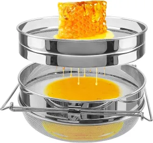 Stainless Steel Honey Strainer Double Sieve, Beekeeping Equipment Mesh Filter for Beekeepers Honey Extraction