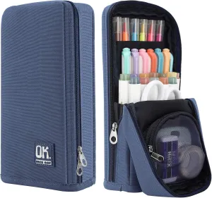 Standing Pencil Case Large Capacity Pen Bag, Multi-Layer Pen Pouch Pencil Holder Stationery Organizer, Polyester Pencil Bag Storage Box Desk Organizer