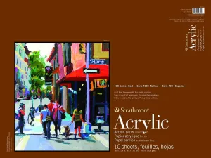 Strathmore 400 Series Acrylic Pad, Linen Finish, 18"x24" Glue Bound, 10 Sheets