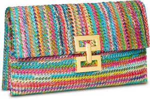 Straw Clutch Purse for Women Designer Evening Handbag Summer Beach Shoulder Crossbody Bag