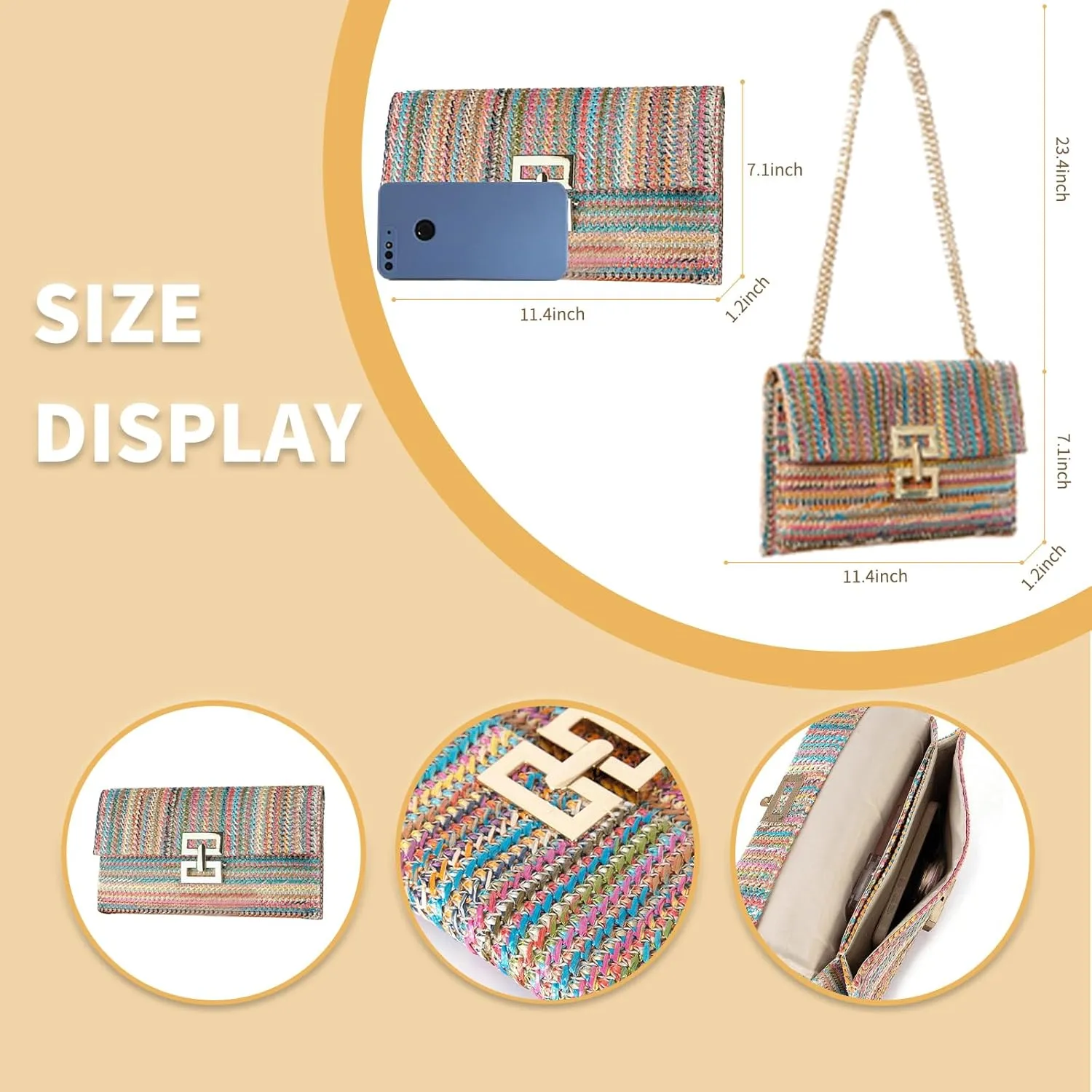 Straw Clutch Purse for Women Designer Evening Handbag Summer Beach Shoulder Crossbody Bag
