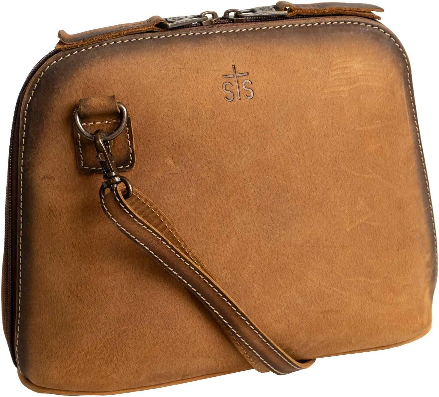 STS Ranchwear Womens Baroness Weezy Distressed Brown Leather Crossbody Bag