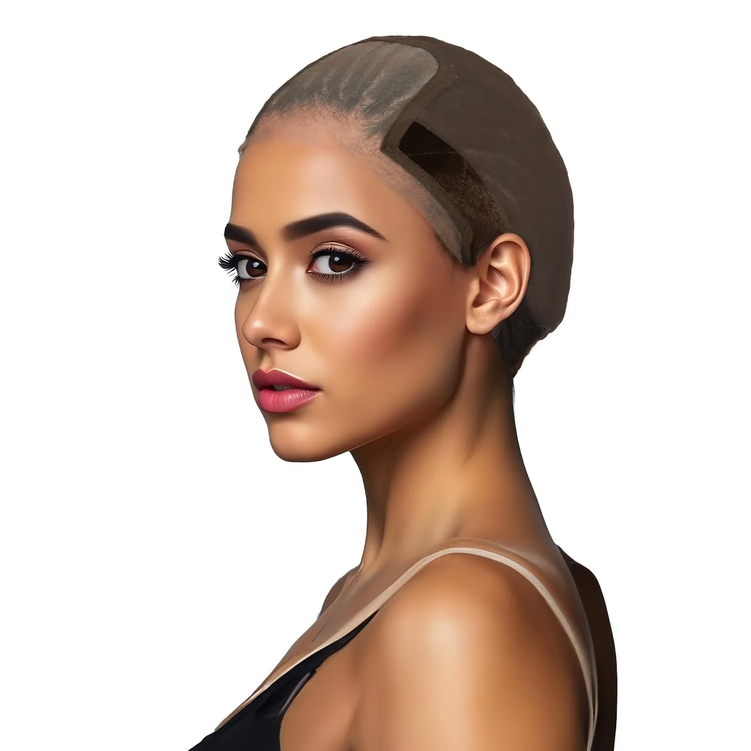 STUDIO LIMITED Non-Slip Wig Cap with Grip Band for Secure Placement, Transparent Lace for Lace Front Wigs, Available in Brown/Dark Brown/Light Beige Tones (Dark Brown)