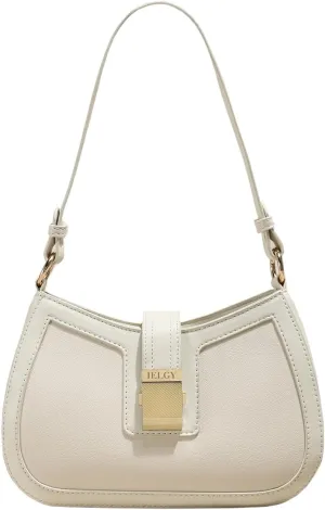 Stylish and Chic PU Top-handle Bag with Large Capacity and Half-moon Shape in Beige Black
