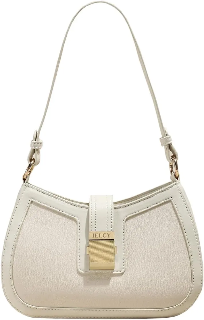 Stylish and Chic PU Top-handle Bag with Large Capacity and Half-moon Shape in Beige Black