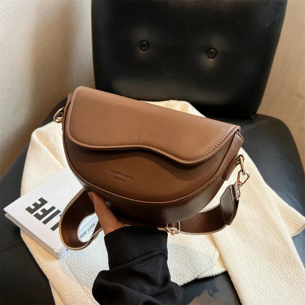 Stylish PU Leather Crossbody Bag with solid color Strap