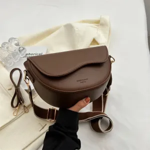 Stylish PU Leather Crossbody Bag with solid color Strap