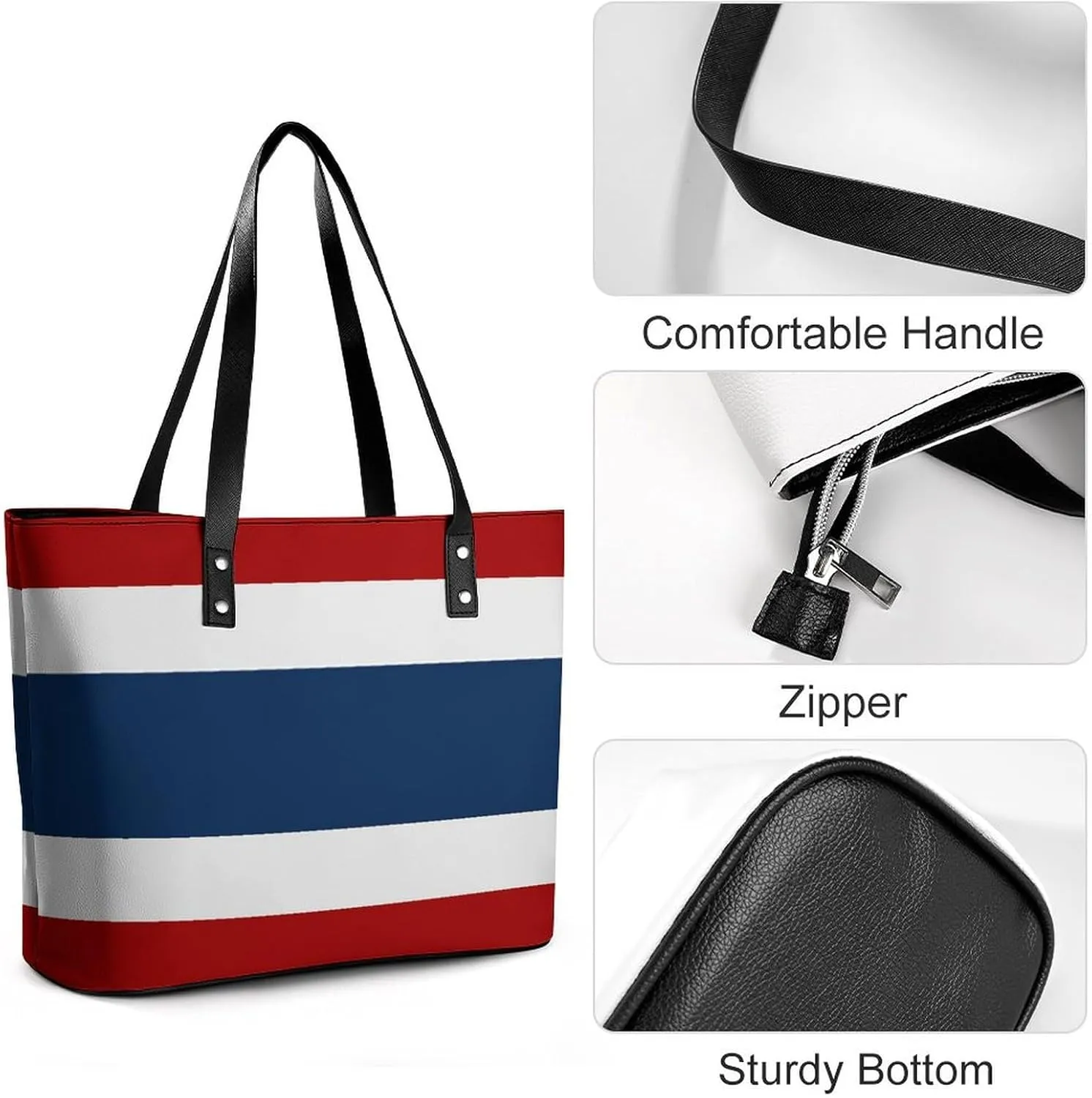 Stylish Yemen Flag Zipper Tote Bag for Women Large Capacity Leather Everyday Handbag