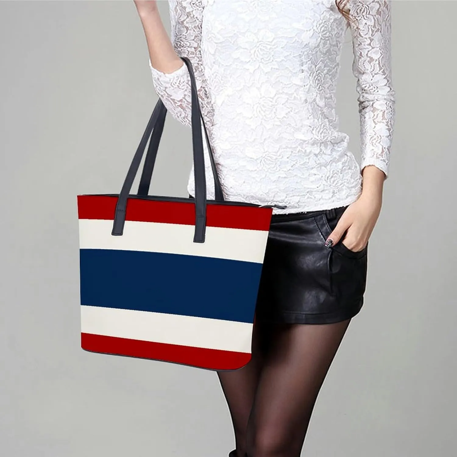 Stylish Yemen Flag Zipper Tote Bag for Women Large Capacity Leather Everyday Handbag
