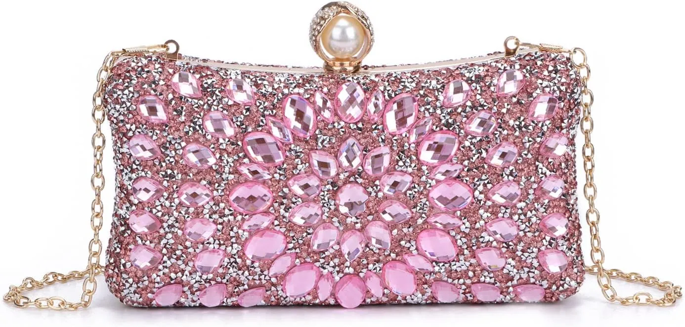 SUKUTU Women Rhinestone Evening Bag MultiColored Dazzling Crystal Clutch Bag Party Bridal Wedding Cocktail Handbag