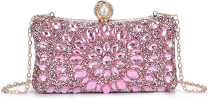 SUKUTU Women Rhinestone Evening Bag MultiColored Dazzling Crystal Clutch Bag Party Bridal Wedding Cocktail Handbag