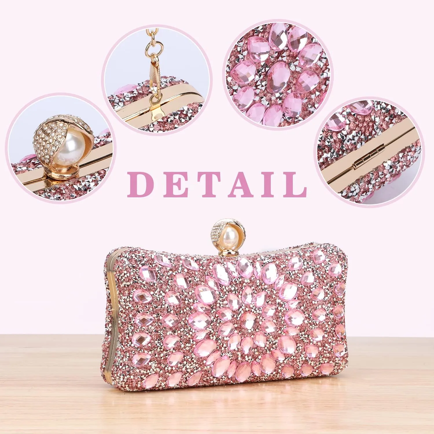 SUKUTU Women Rhinestone Evening Bag MultiColored Dazzling Crystal Clutch Bag Party Bridal Wedding Cocktail Handbag