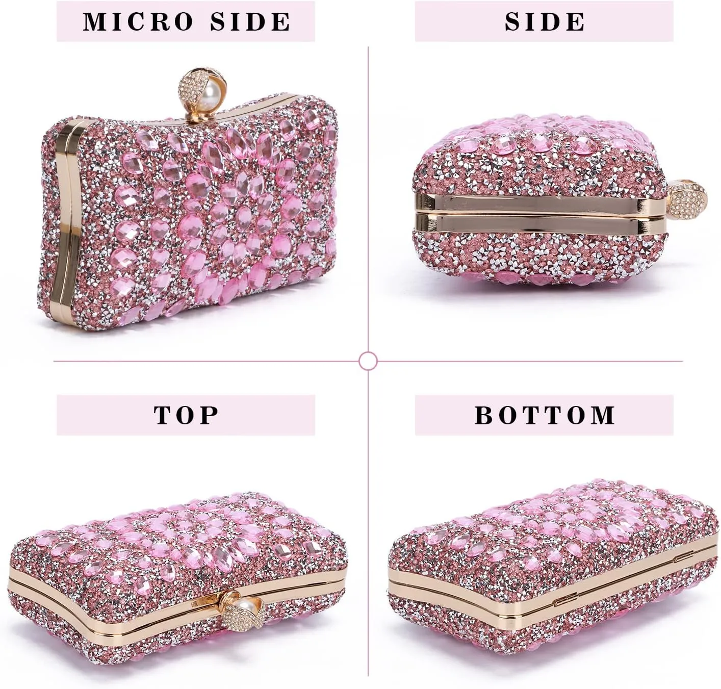 SUKUTU Women Rhinestone Evening Bag MultiColored Dazzling Crystal Clutch Bag Party Bridal Wedding Cocktail Handbag