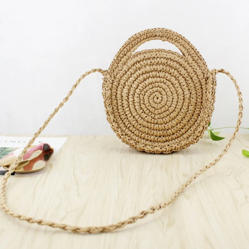 Summer Straw Handbag Wooden Handle Large Capacity Paper Rope Woven Straw Bag 2024 New Fashion Summer Vacation Travel Beach Bag