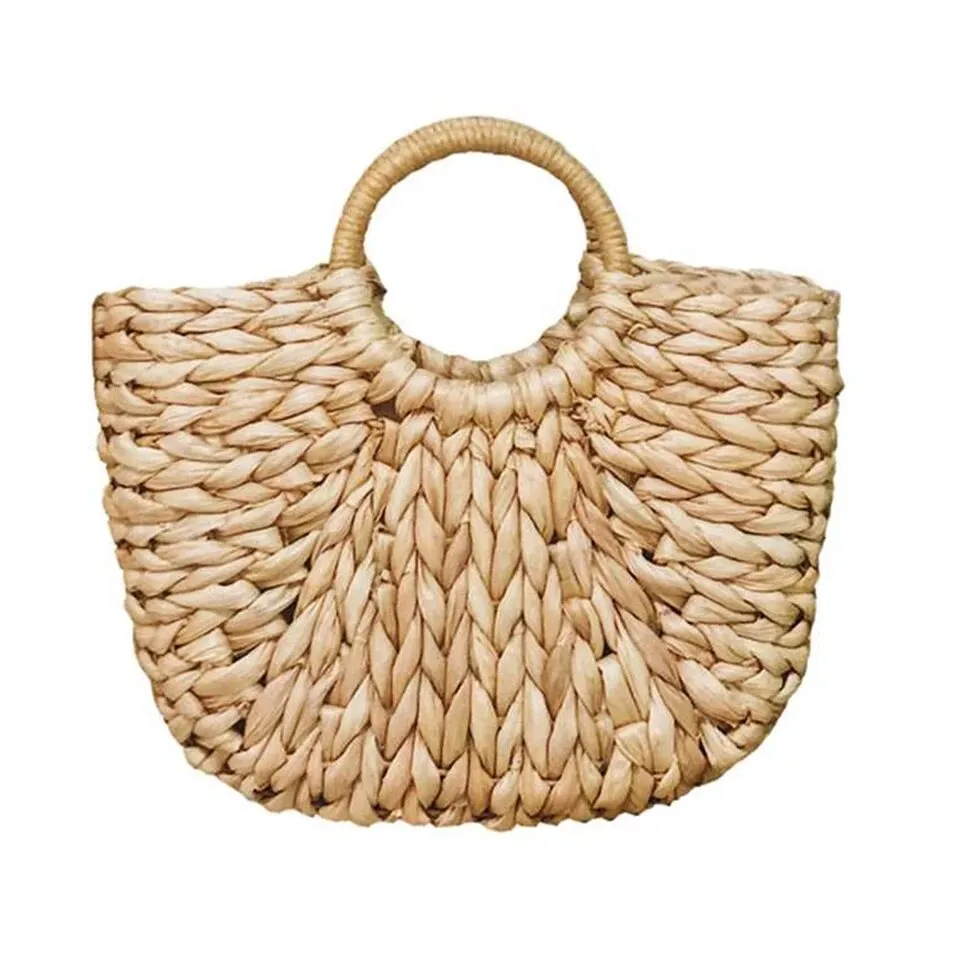 Summer Straw Handbag Wooden Handle Large Capacity Paper Rope Woven Straw Bag 2024 New Fashion Summer Vacation Travel Beach Bag