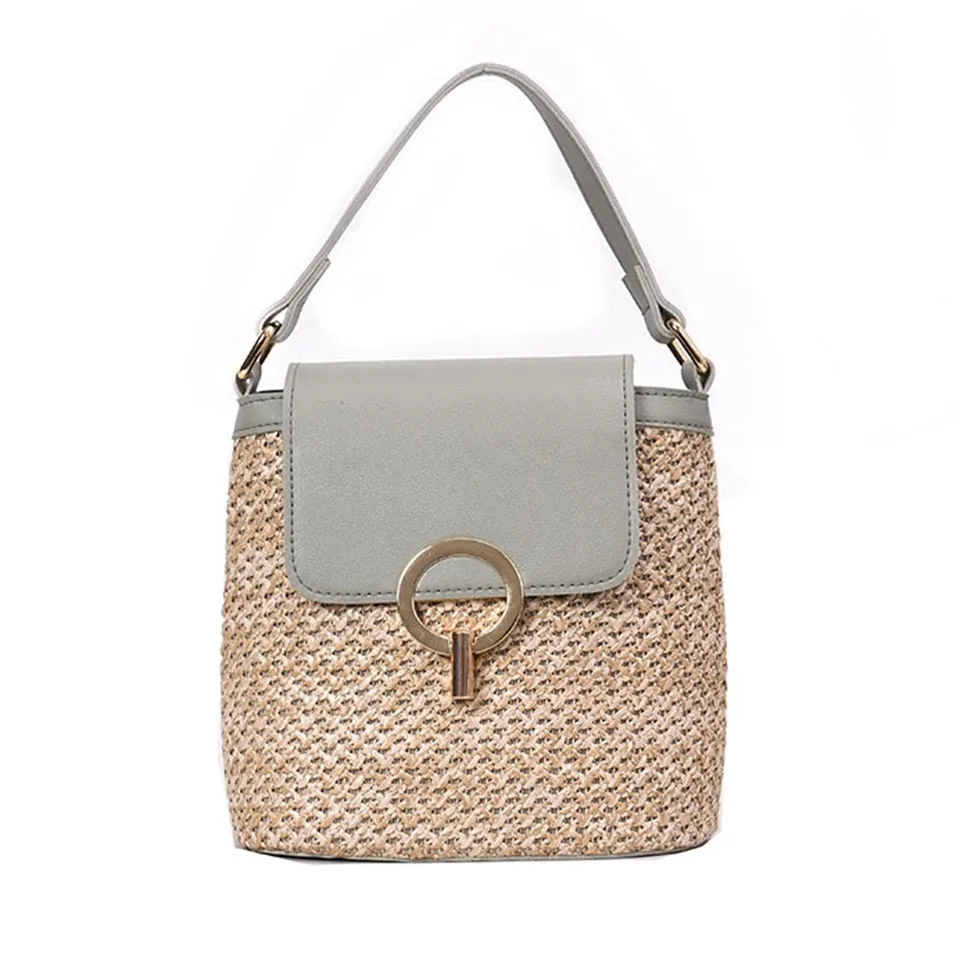 Summer Straw Handbag Wooden Handle Large Capacity Paper Rope Woven Straw Bag 2024 New Fashion Summer Vacation Travel Beach Bag