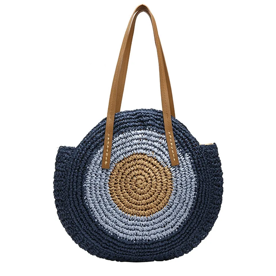 Summer Straw Handbag Wooden Handle Large Capacity Paper Rope Woven Straw Bag 2024 New Fashion Summer Vacation Travel Beach Bag