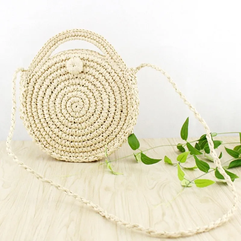 Summer Straw Handbag Wooden Handle Large Capacity Paper Rope Woven Straw Bag 2024 New Fashion Summer Vacation Travel Beach Bag