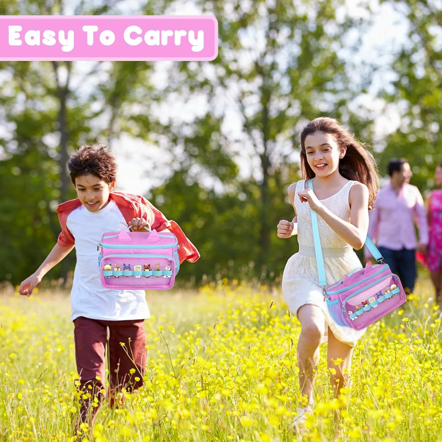 Sun3drucker Carrying Bag for Toniebox Starter Set - Carrying Case for Toniebox, Tonie Figures,Headphones and Charging Station, Portable Storage Bag with Shoulder Strap and Handle Bar (Pink-purple)