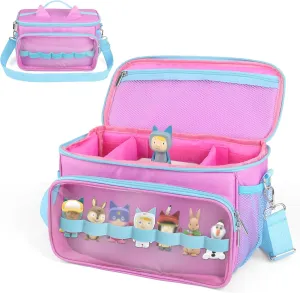 Sun3drucker Carrying Bag for Toniebox Starter Set - Carrying Case for Toniebox, Tonie Figures,Headphones and Charging Station, Portable Storage Bag with Shoulder Strap and Handle Bar (Pink-purple)