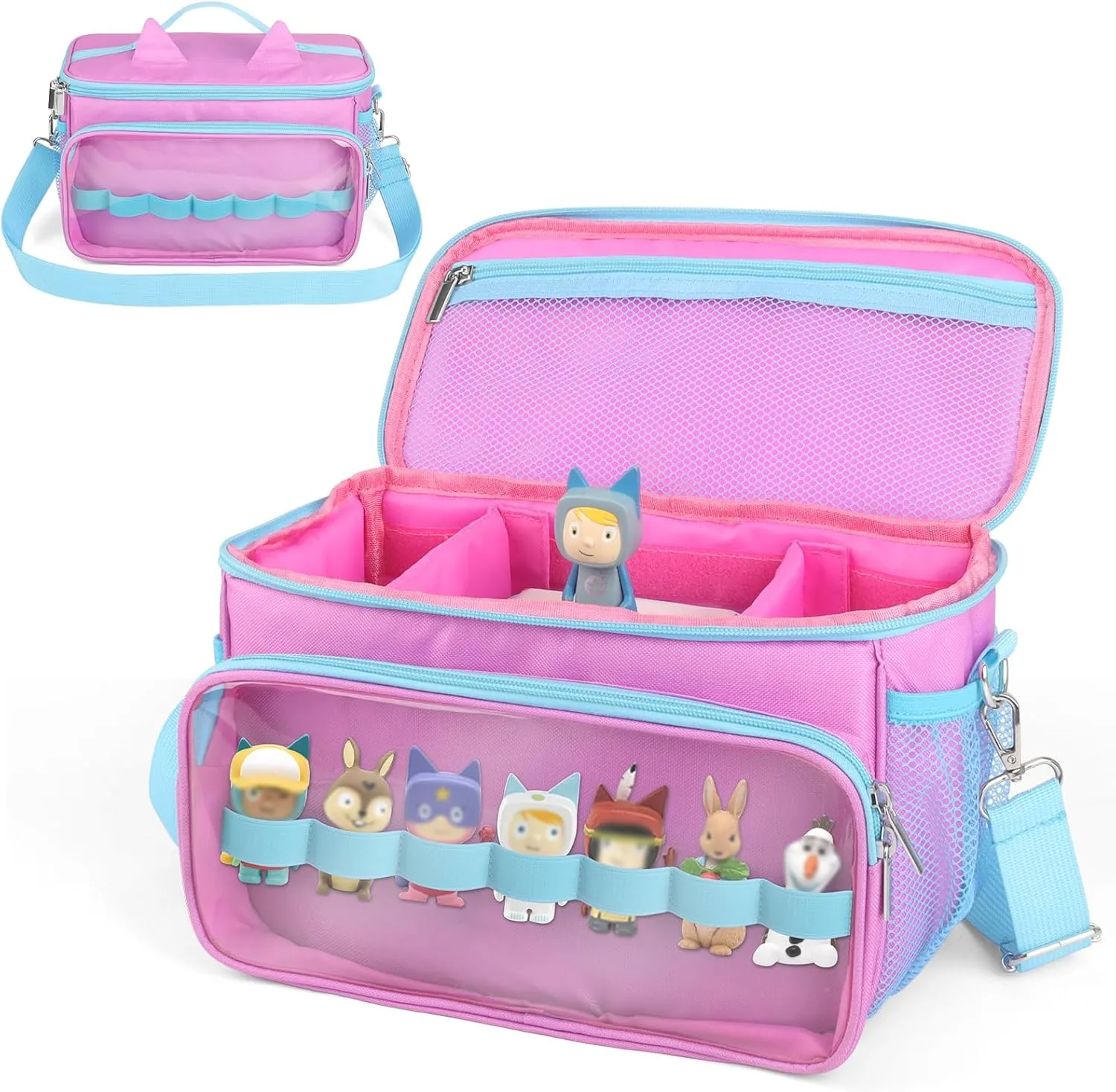 Sun3drucker Carrying Bag for Toniebox Starter Set - Carrying Case for Toniebox, Tonie Figures,Headphones and Charging Station, Portable Storage Bag with Shoulder Strap and Handle Bar (Pink-purple)