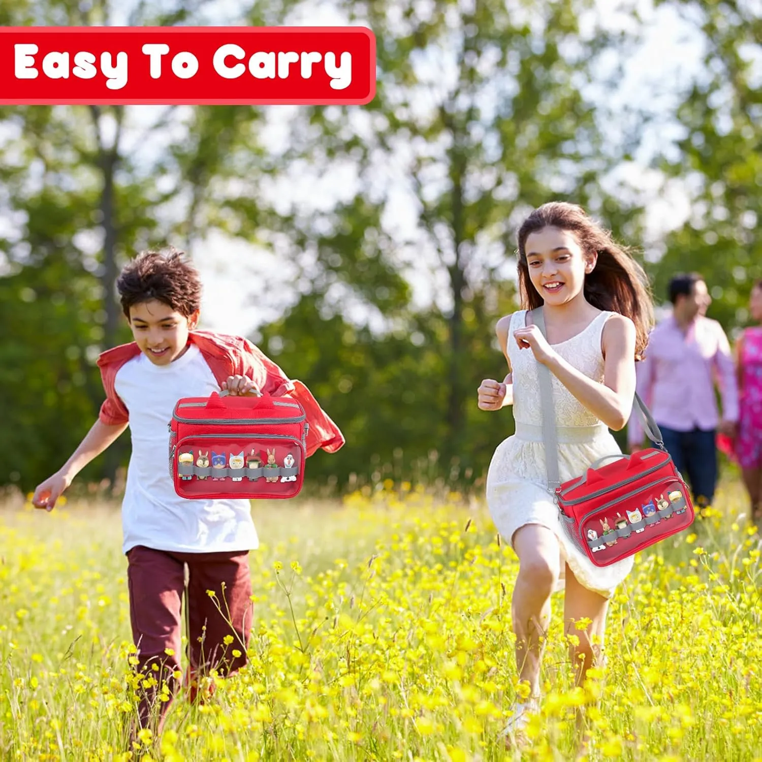 Sun3drucker Carrying Bag for Toniebox Starter Set - Carrying Case for Toniebox, Tonie Figures,Headphones and Charging Station, Portable Storage Bag with Shoulder Strap and Handle Bar (Red)