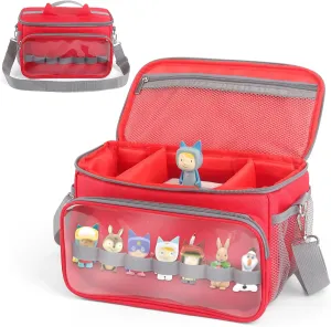 Sun3drucker Carrying Bag for Toniebox Starter Set - Carrying Case for Toniebox, Tonie Figures,Headphones and Charging Station, Portable Storage Bag with Shoulder Strap and Handle Bar (Red)