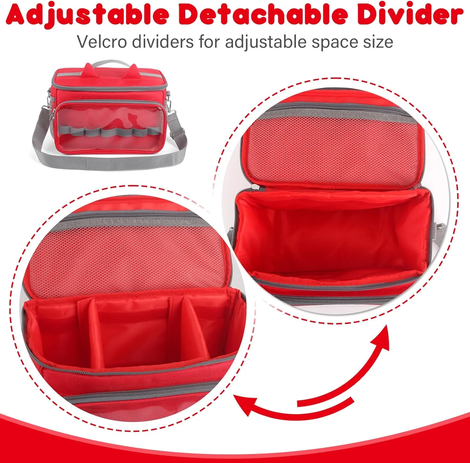 Sun3drucker Carrying Bag for Toniebox Starter Set - Carrying Case for Toniebox, Tonie Figures,Headphones and Charging Station, Portable Storage Bag with Shoulder Strap and Handle Bar (Red)