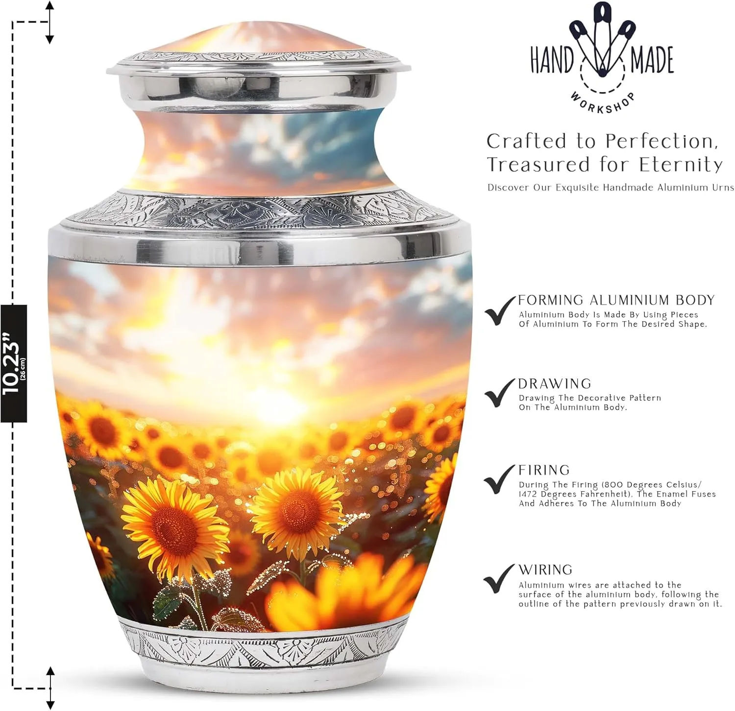 Sunflower Twilight - Large Urn for Mom & Dad - Combo of 1 Large Urns with Velvet Bag and 4 Small - Urns for Human Ashes Adult Men - Small Urns for Ashes - Cremation Urns Small - Funeral Urns