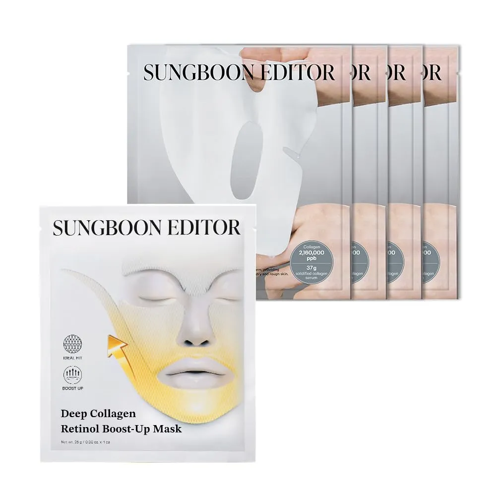 SUNGBOON EDITOR Deep Collagen Lifting Duo : Deep Collagen Retinol Tension Boost Up Mask & Deep Collagen Overnight mask, Face Mask for Anti Wrinkle, Best Korean Skincare for Glass Skin