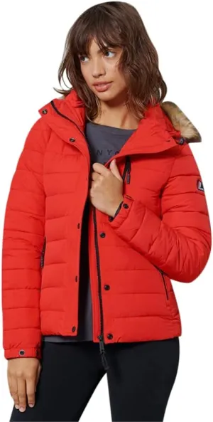Superdry Women's Classic Faux Fur Fuji Jacket, High Risk Red, Large