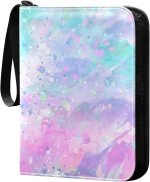 susiyo Watercolor Spot Lines Paint Splash Card Binder 400 Pockets Cute Trading Football Collectible Card Albums