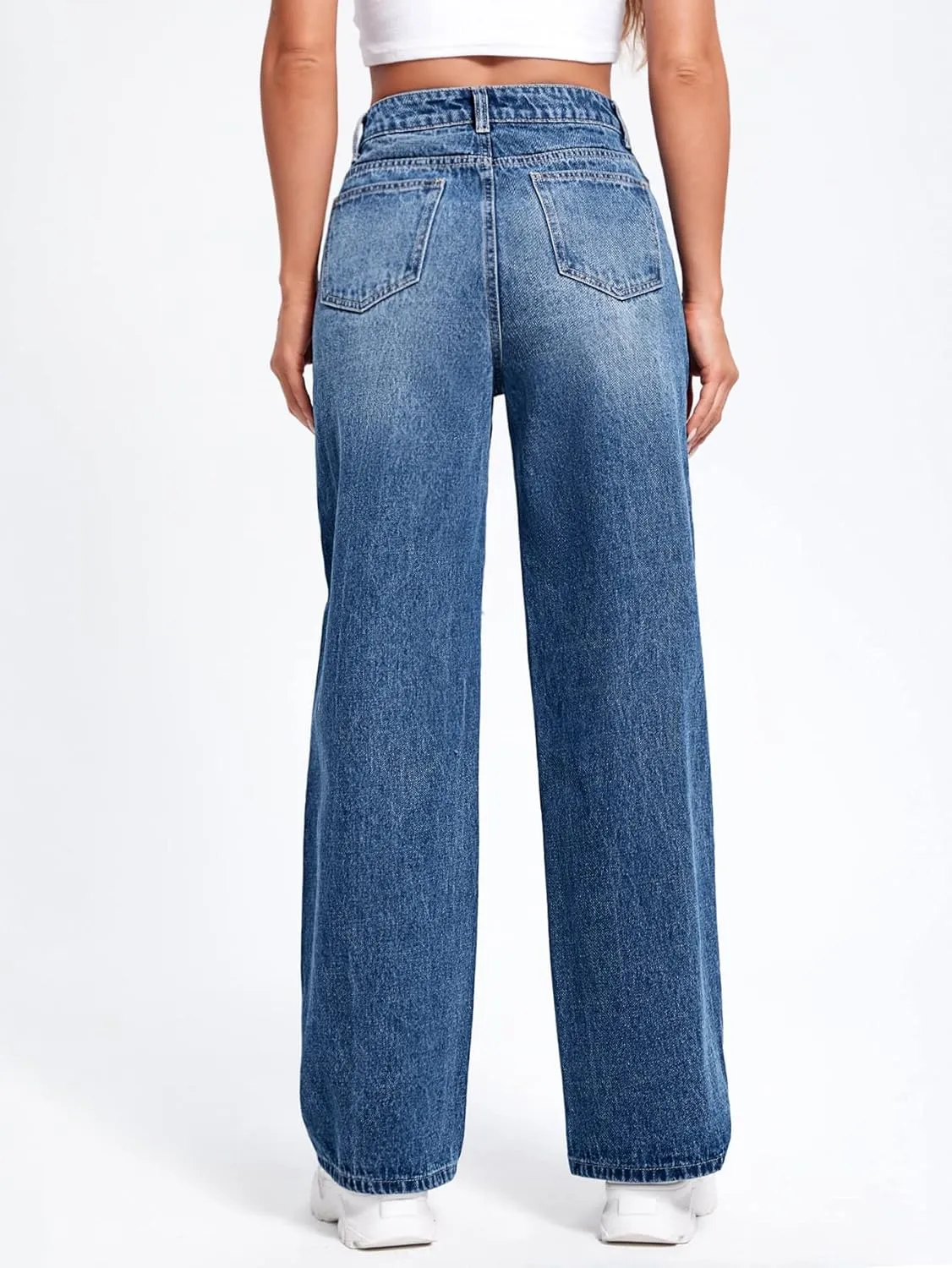 SweatyRocks Women's Ripped Straight Leg Jeans High Waist Distressed Cutout Denim Pants