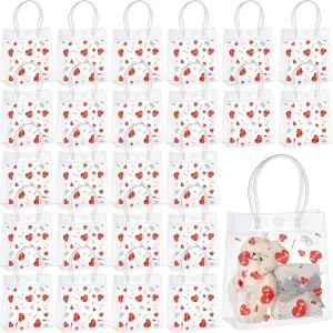 Sweetude 24 Pcs Nurses Week Gift Bags with Handles 5.9 x 6.3 x 2.7 Inch PVC Clear Reusable Tote Bags Nursing Goodie Medical Treat Party Appreciation Gift for Doctors Healthcare Hospital Worker Party