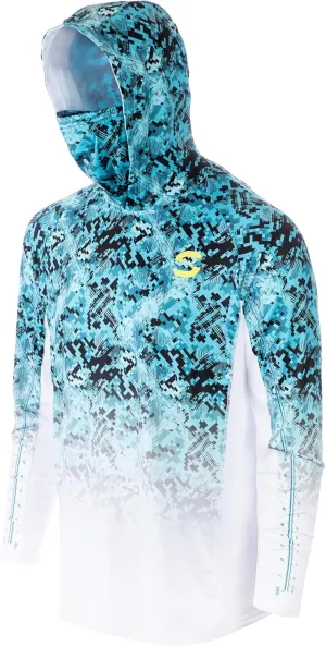 SYNKER Stealth All Weather Performance Fishing Camo Hoodie | UPF 50  Long Sleeve Shirt with Sun Protection for Men and Women, Breathable, Camouflage (Aquamarine) (Small)