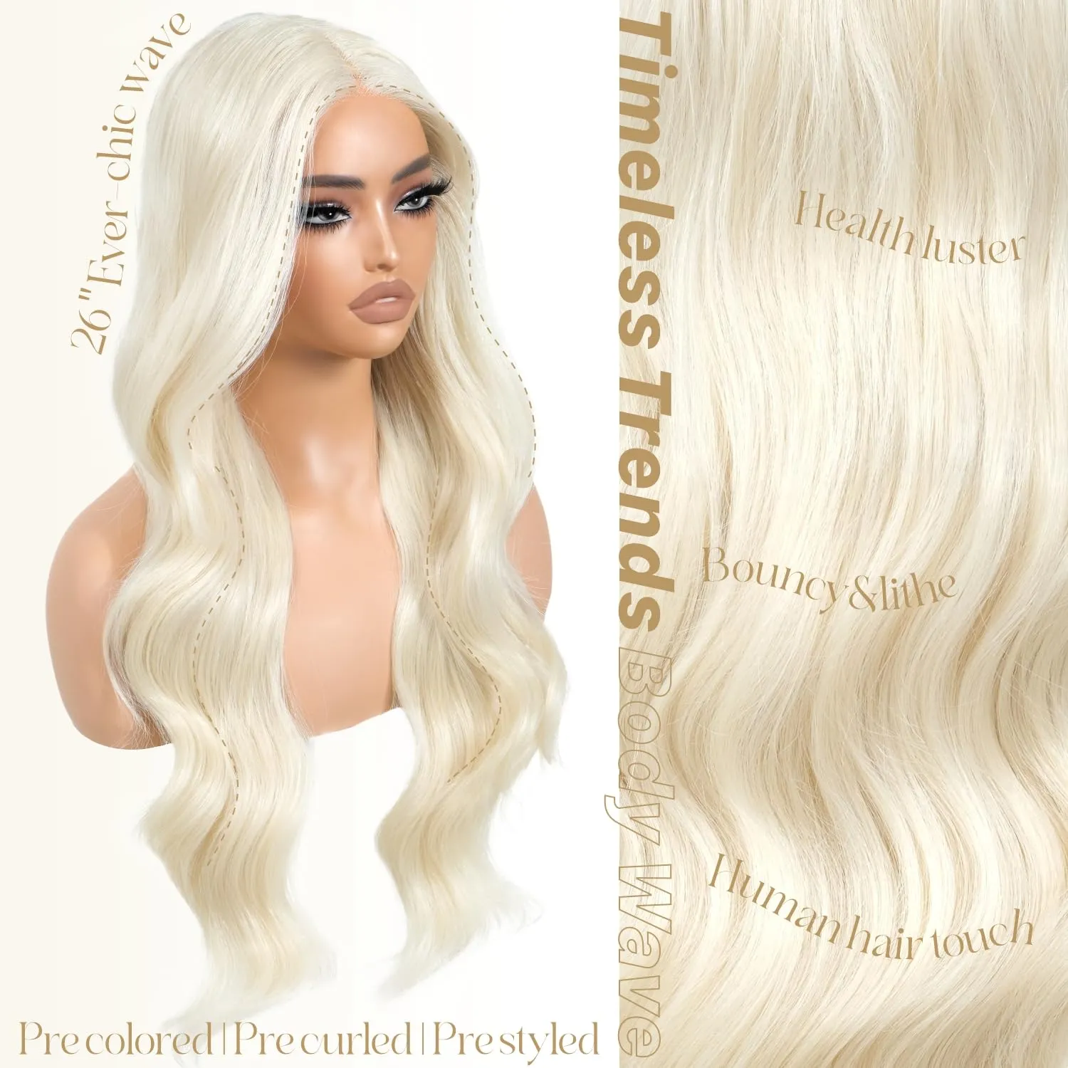 Synthetic Lace Front Wigs Blonde Body Wave Glueless Wigs With Bangs 613 Pre Plucked Pre Cut HD Lace 13x5x1 Middle Part Wigs For Woman 26 Inch