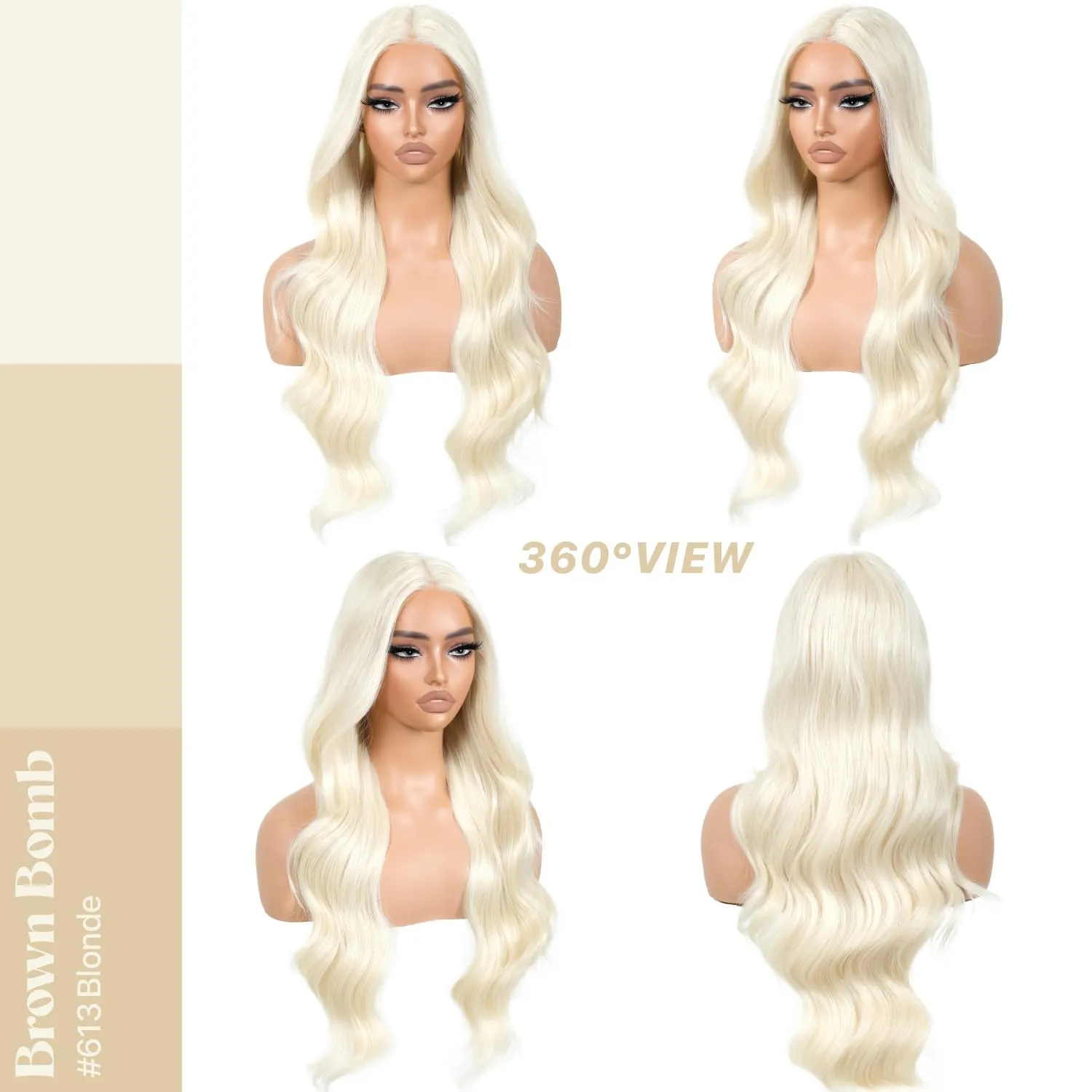 Synthetic Lace Front Wigs Blonde Body Wave Glueless Wigs With Bangs 613 Pre Plucked Pre Cut HD Lace 13x5x1 Middle Part Wigs For Woman 26 Inch
