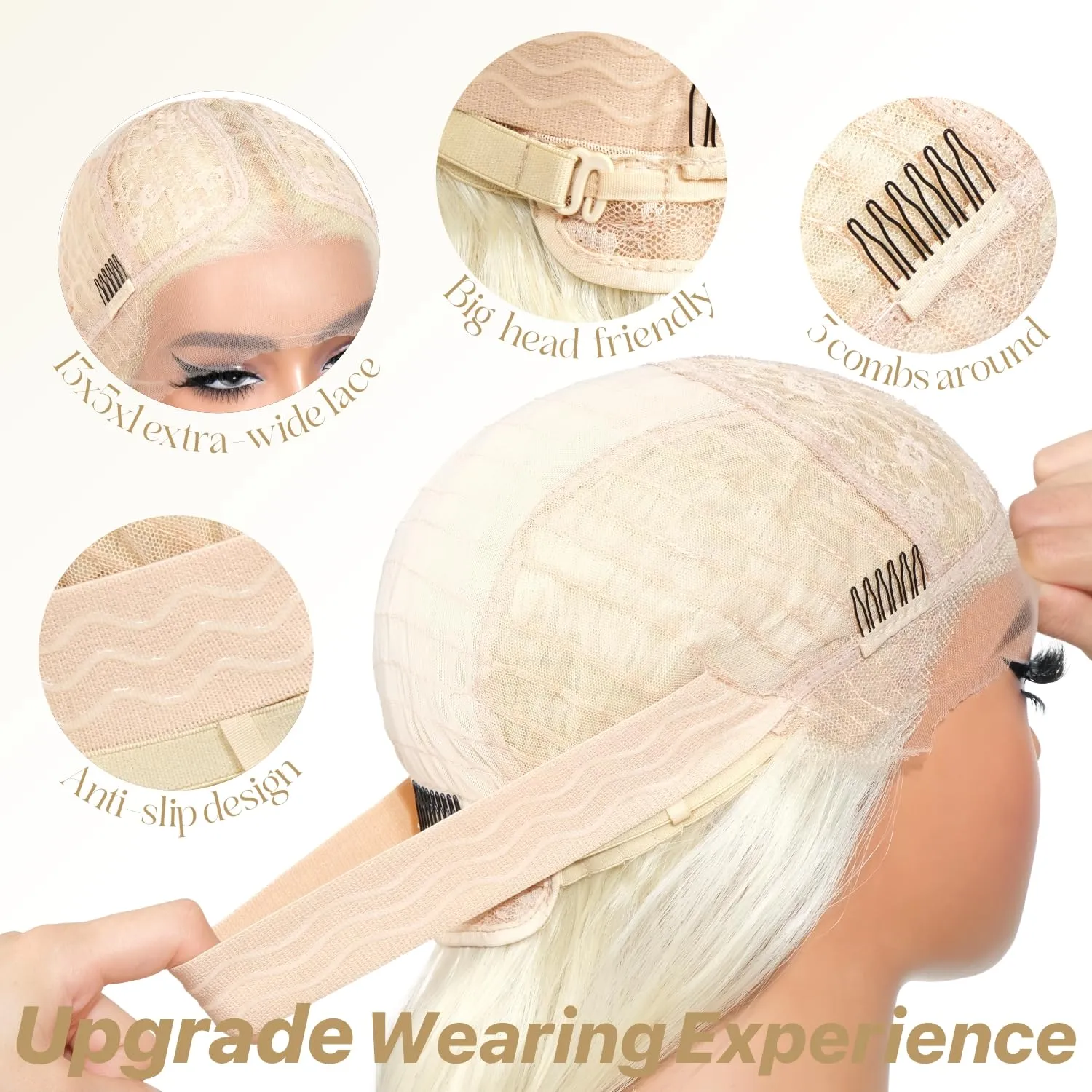 Synthetic Lace Front Wigs Blonde Body Wave Glueless Wigs With Bangs 613 Pre Plucked Pre Cut HD Lace 13x5x1 Middle Part Wigs For Woman 26 Inch