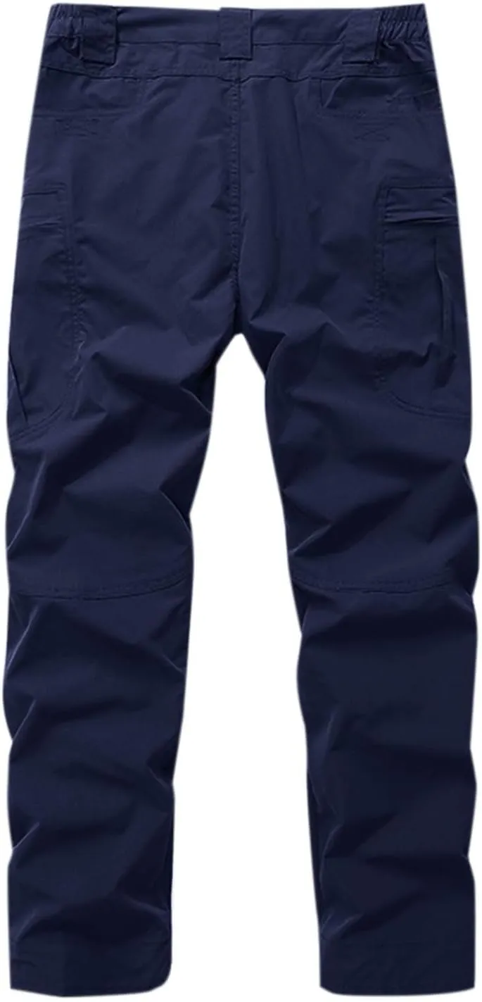 Tactical Work Pants for Men Construction Multi-Pockets Zipper Cargo Pants Solid Color Straight Casual Pants