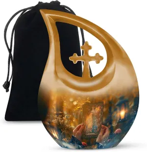 Tarot Urns for Human Ashes - Memorial Decorative Urn - 10 Inch Large Urns with Velvet Bag - Decorative Burial Urn - Pack of 1