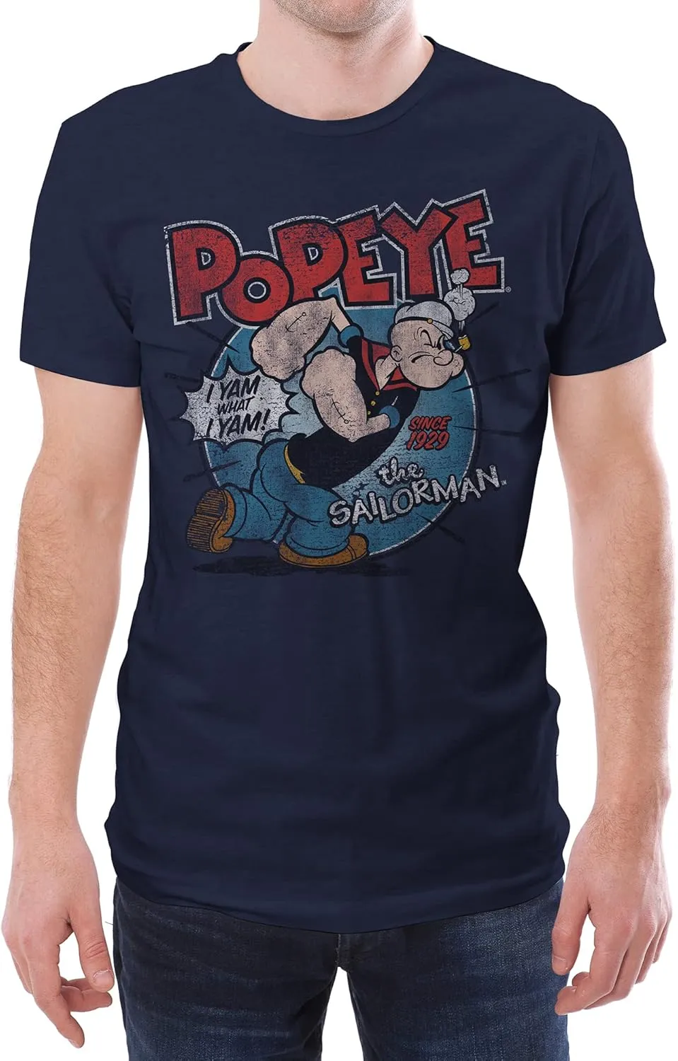 Tee Luv Popeye The Sailorman T-Shirt - I Yam What I Yam Popeye Cartoon Shirt