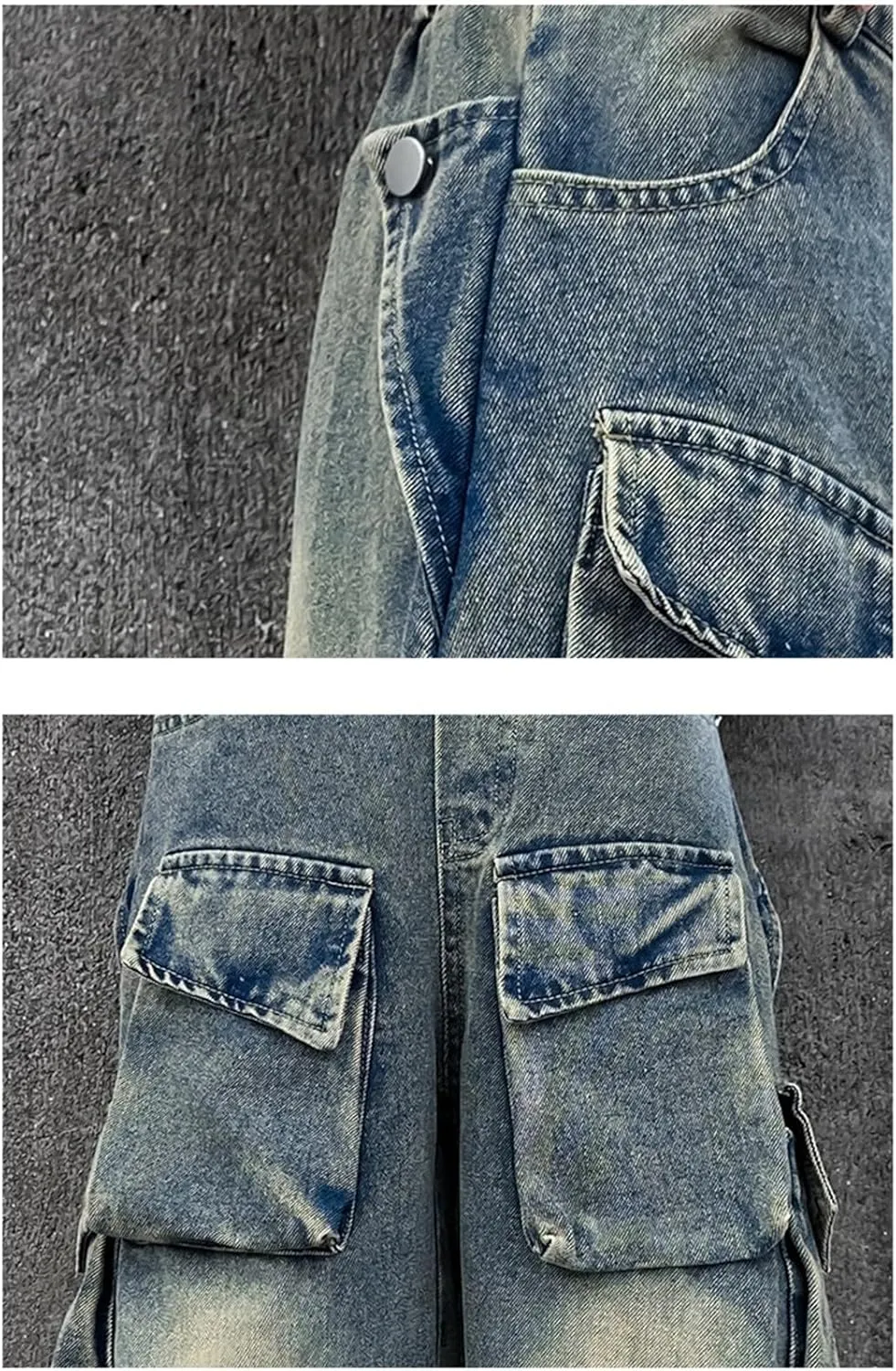 Teen Girls Baggy Jeans Y2k Streetwear Denim Cargo Pants Distressed Elastic High Waist Wide Leg Clothes Hip Star Leggings